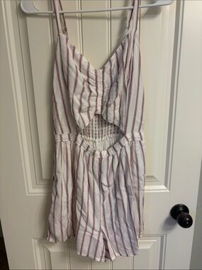 Hollister Striped White Blue Red Sleeveless Romper